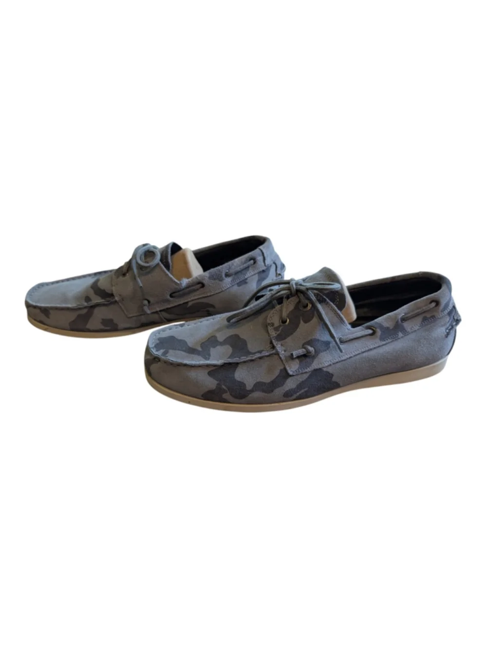 Steve Madden Gametyme Gray Camo Leather Boat Shoes Men's 13